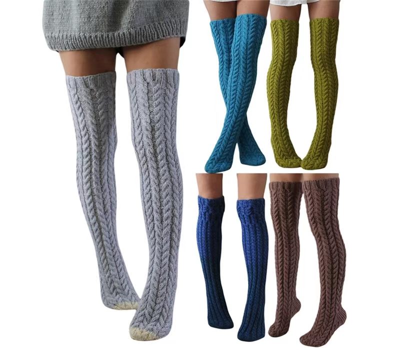 Women's cable knit over-the-knee socks