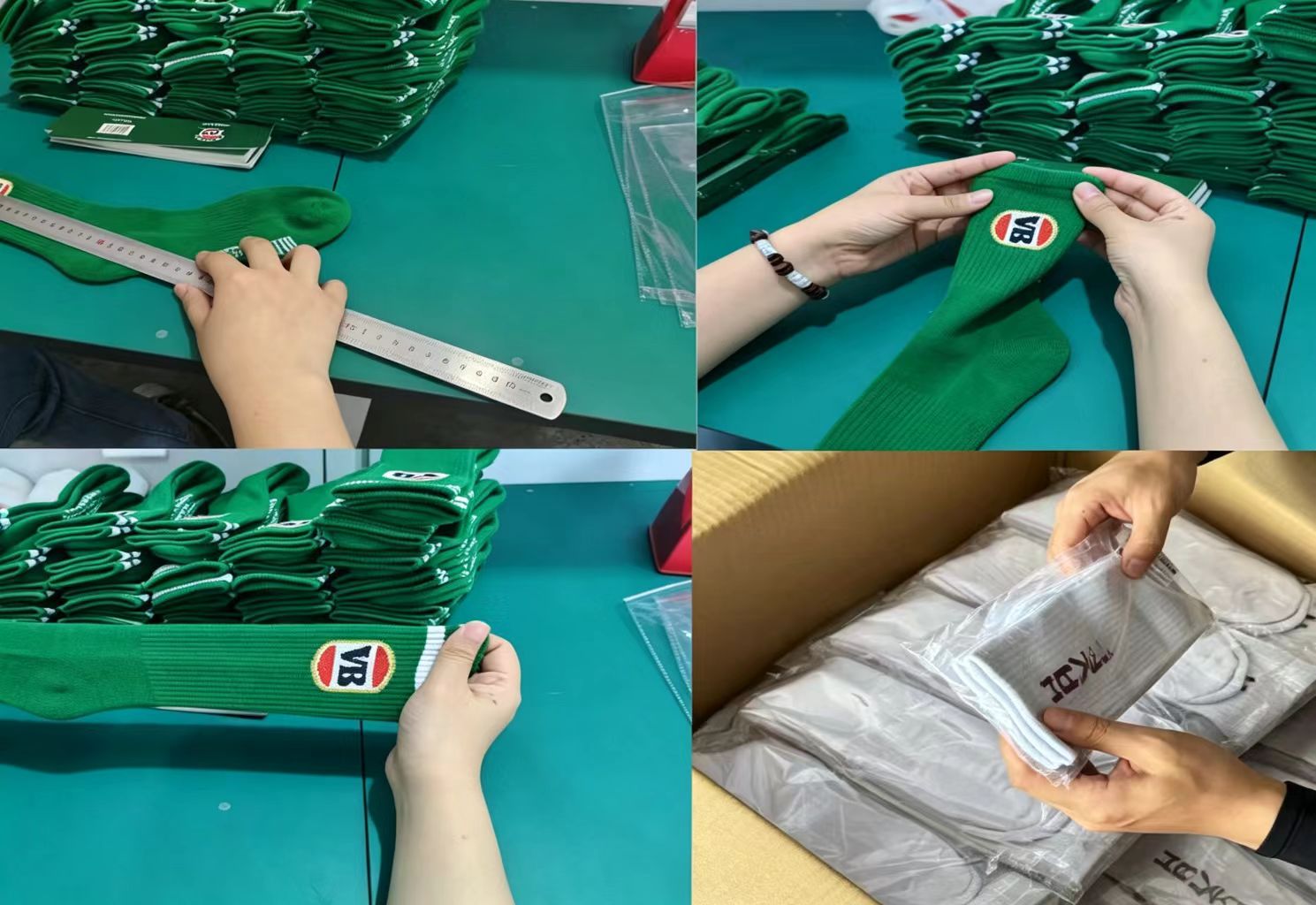 Quality inspection of finished green socks